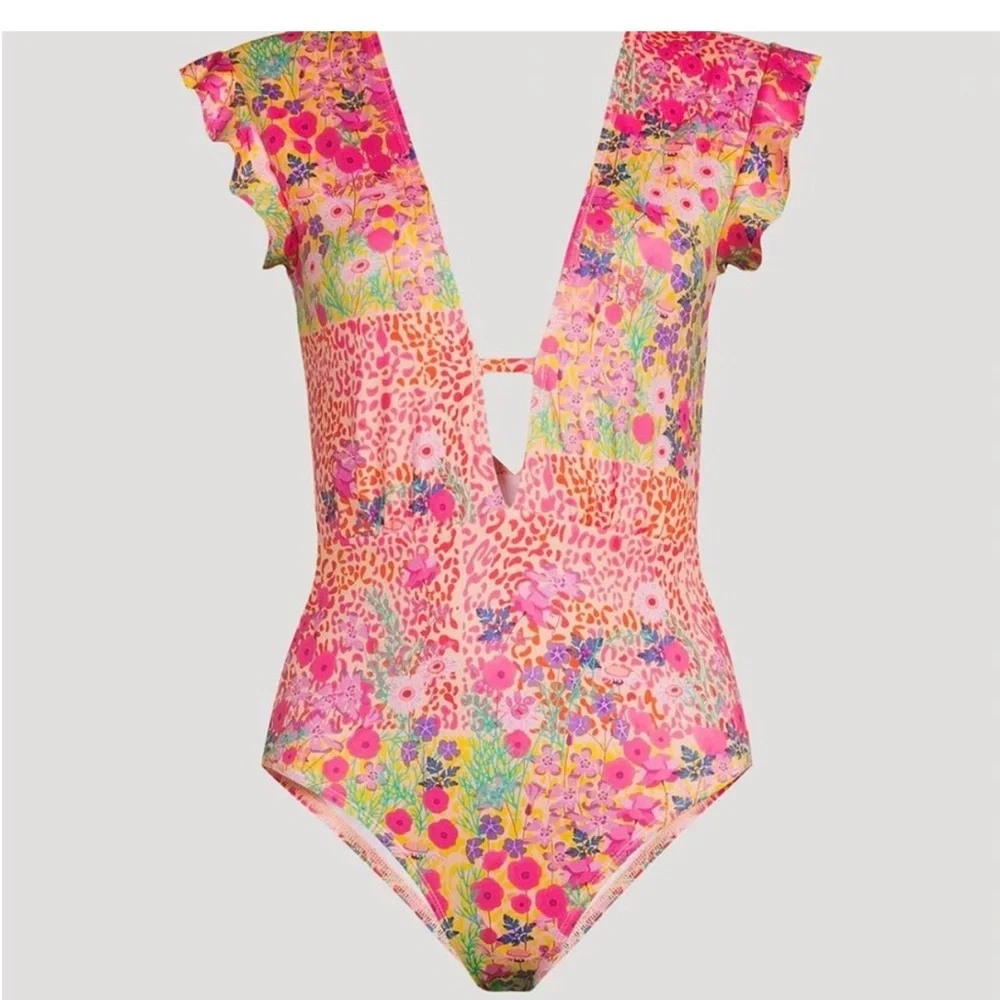 NEW💕FPMovement Beth Richards Sophia Roopa Pink Garden One Piece Swimsuit $280 - Picture 9 of 10